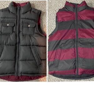 GAP Kids Reversible Puffer Vest Large Air Force Grey
